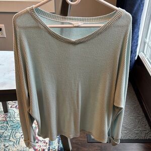 Caslon Ribbed Long Sleeve Top - Soft Green